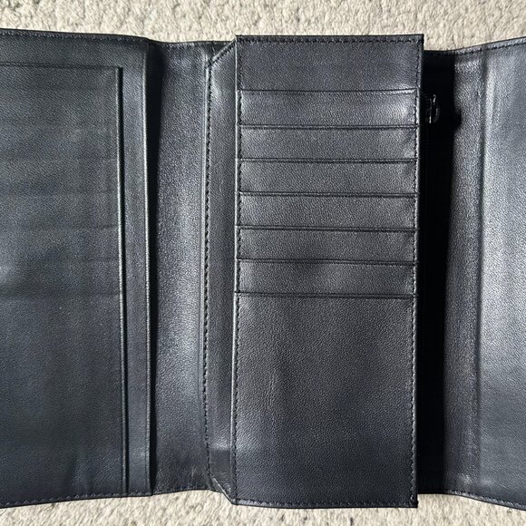 DKNY LARGE LEATHER WALLET MULTI POCKETS BLACK - Picture 3 of 7